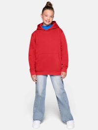 Rotes Kinder Kapuzen-Sweatshirt aus Bio-Baumwolle mit Kängurutasche